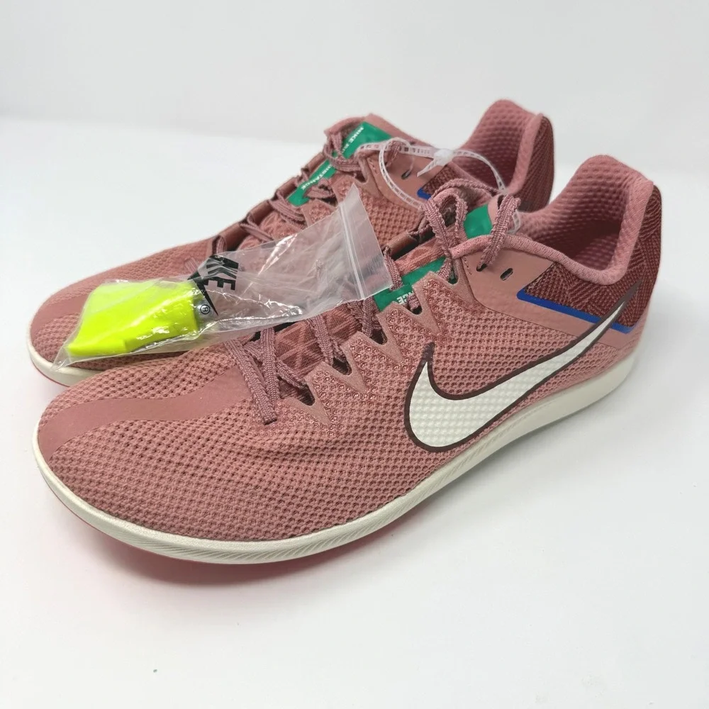 Nike Rival Distance Track Spikes Mens 11.5 Pink Green Racing Shoes NEW